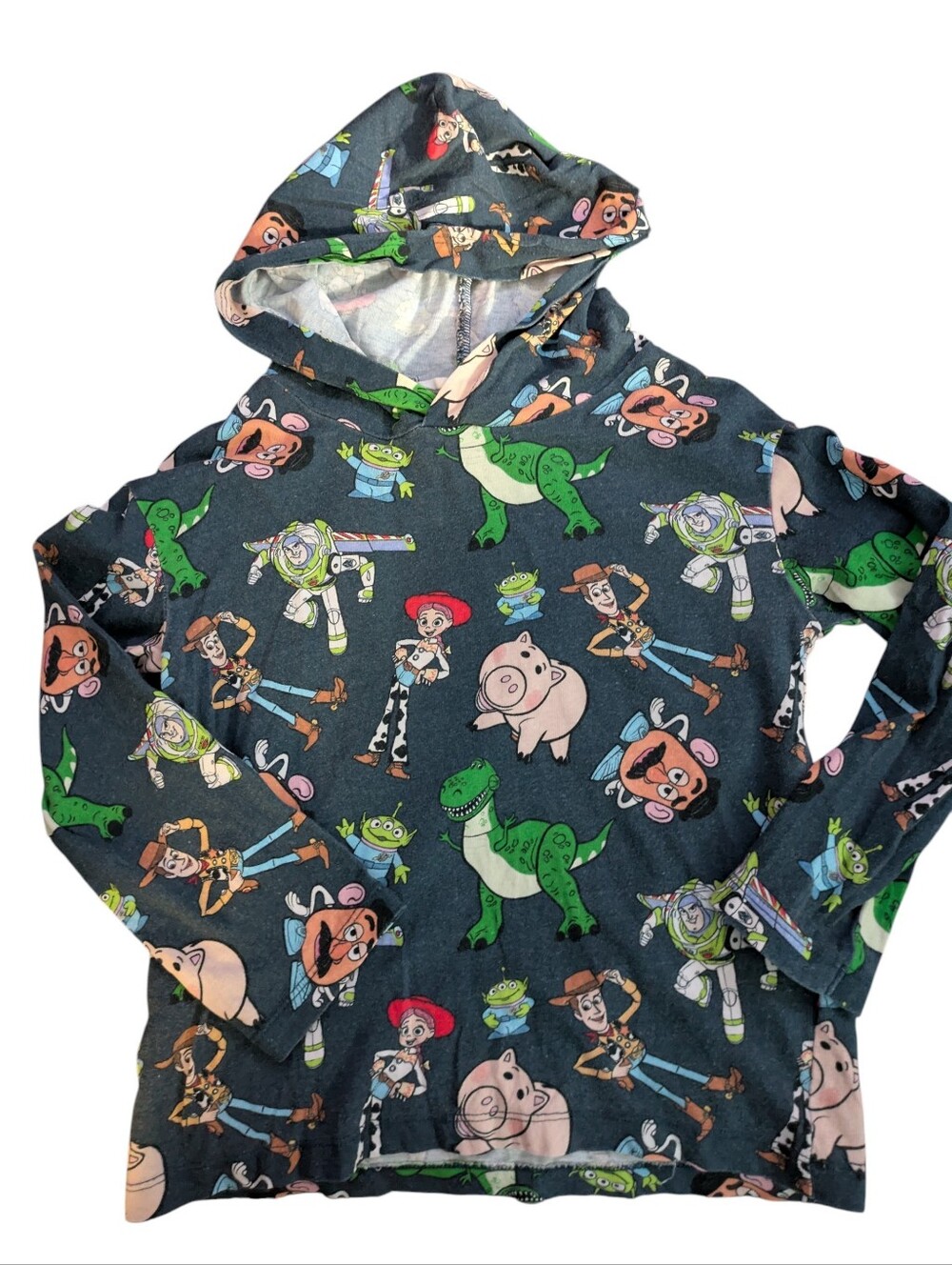 🌞4/20$ Toy Story Characters Kids Hooded Pullover - Navy with Multicolor Print